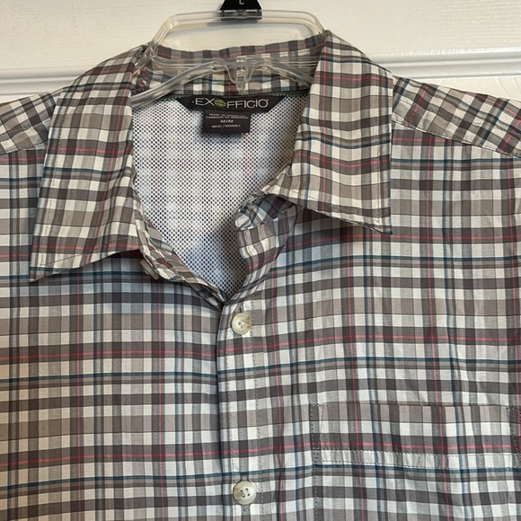 Exofficio men’s white and tan short sleeve button down shirt size medium - Picture 2 of 9